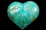 Polished Chrysocolla & Malachite Heart - Congo #83338-1